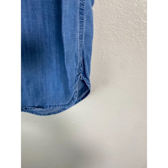 Talbots Blue Chambray Denim Button Up Long Sleeve Shirt Top Size Large Lyocell - Picture 12 of 16